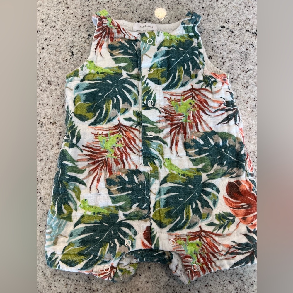 Angel Dear Baby Boy Tropical Leaf Print Baby Romper 3-6 Months